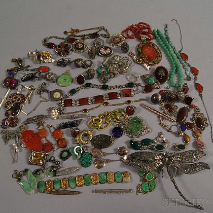 Collection of Mostly Silver and Hardstone Jewelry