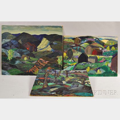 Leighton Cram (American, 1895-1981) Three Landscapes