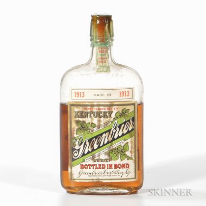 Kentucky Greenbrier 11 Years Old 1913, 1 pint bottle (oc) 