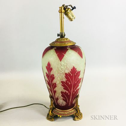 Ormolu-mounted Cameo Glass Vase Lamp