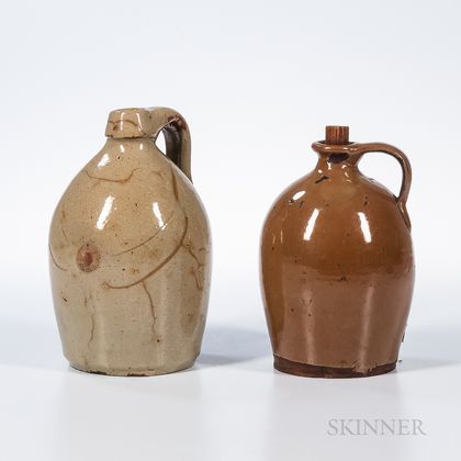 Two New England Redware Jugs