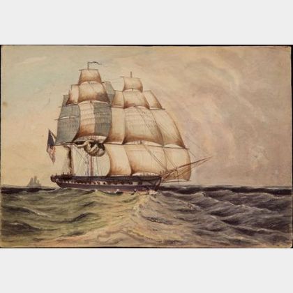 Attributed to Henry Schreiner Stellwagen (American, d. 1866) Ship at Sail.
