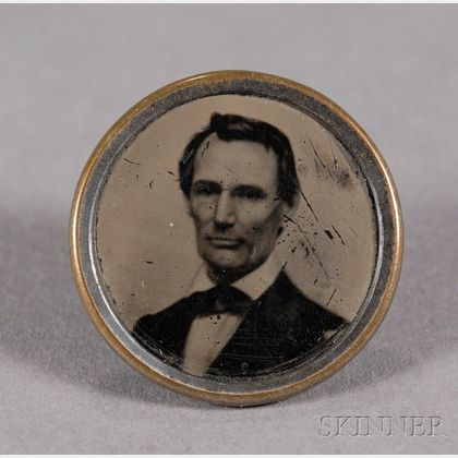 Lincoln Campaign Ferrotype Brass-mounted Shank Button