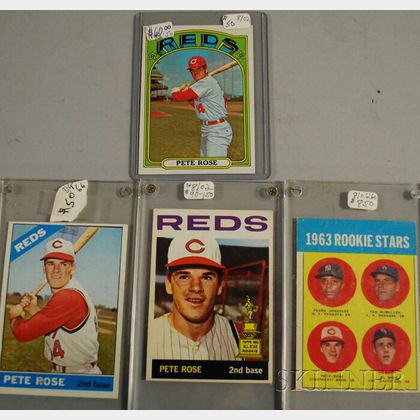 Four Topps Pete Rose Baseball Cards