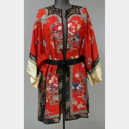 Red Silk Embroidered Kimono