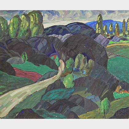Leighton R. Cram (American, 1895-1981) Road Through a Rocky Landscape