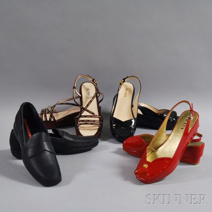 Four Pairs of Women's Prada Leather Shoes