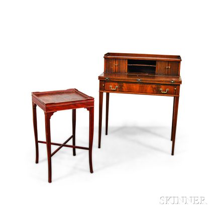 Maddox Federal-style Lady's Writing Desk and a Red-stained Side Table
