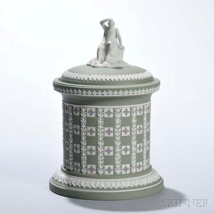 Modern Wedgwood Tricolor Diceware Tobacco Jar and Cover