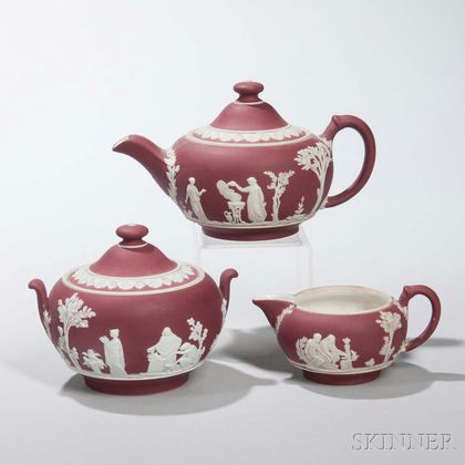 Wedgwood Crimson Jasper Dip Three-piece Tea Set