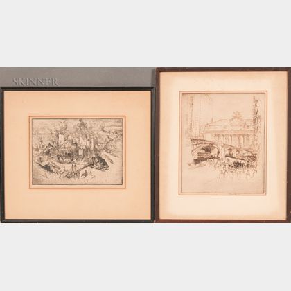 Joseph Pennell (American, 1857-1926) Two Framed Etchings: Steel-Pittsburg No. 1