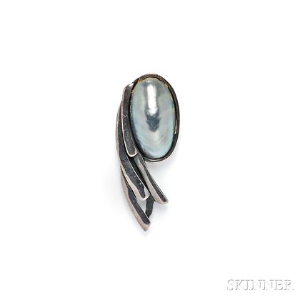 Sterling Silver and Blister Pearl Brooch, Janiye