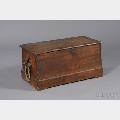 Camphor Wood Six-Board Sea Chest with Painted Becket Handles