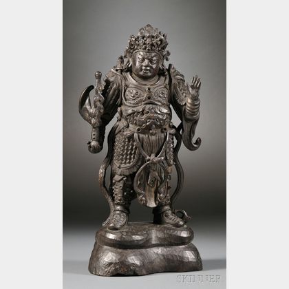 Bronze Buddhist Guardian Figure