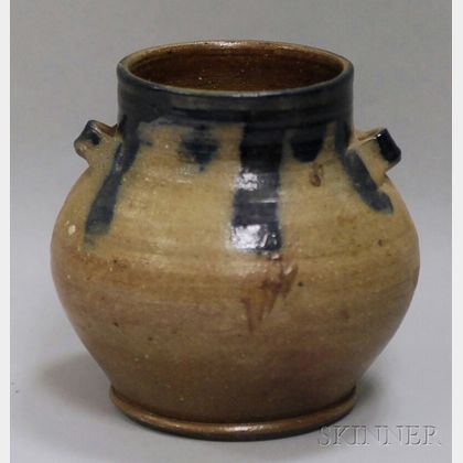 Cobalt-decorated Owens Art Pottery Stoneware Jar