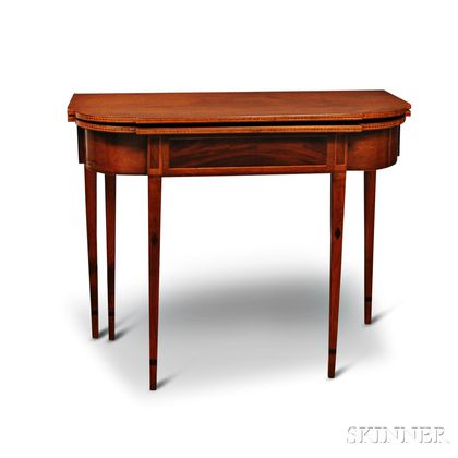 Federal Inlaid Birch and Cherry Card Table