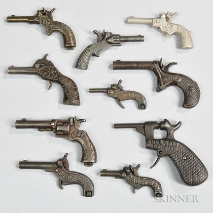 Ten Cast Iron Miniature Toy Cap Guns