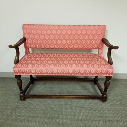 William and Mary-style Upholstered Walnut Settee