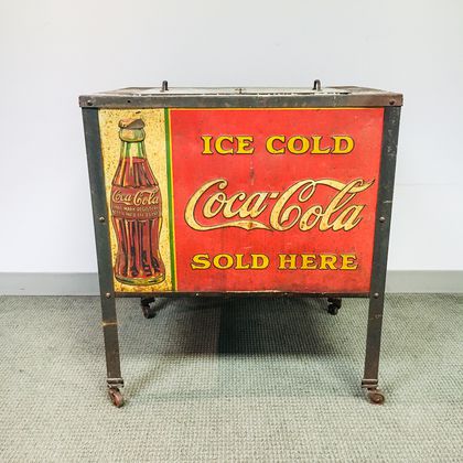 Vintage Lithographed Tin Coca-Cola Cooler