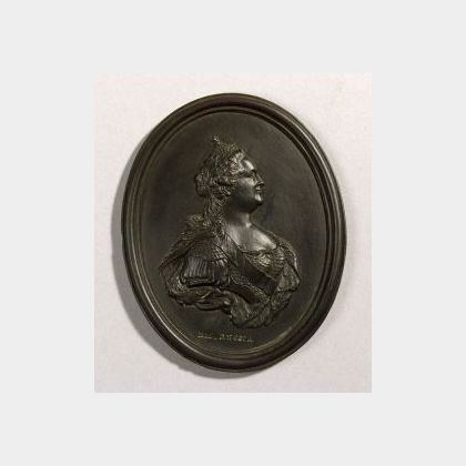 Wedgwood Black Basalt Portrait Medallion of Catherine II
