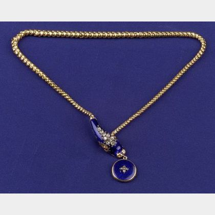 Antique Enamel and Diamond Necklace