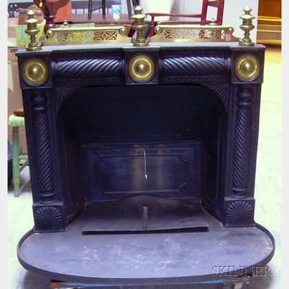 G. Postley's Patent Brass-mounted Black-painted Cast Iron Franklin Stove