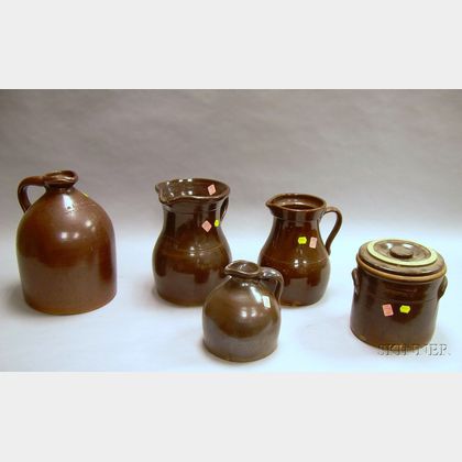 Five Pieces of Assorted Glazed Stoneware
