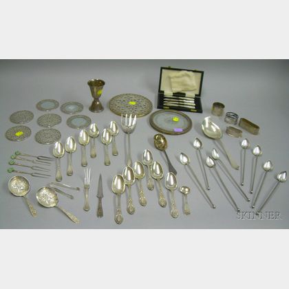 Lot of Miscellaneous Silver Flatware and Small Sterling Overlay Tablewares