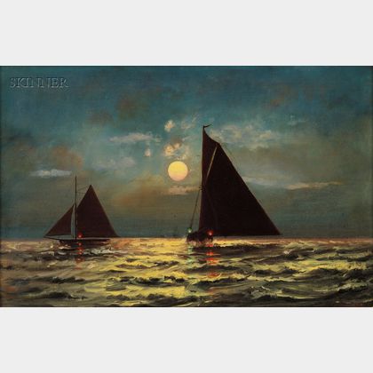 Charles S. Dorion (American, 19th/20th Century) Sailing by the Moonlight