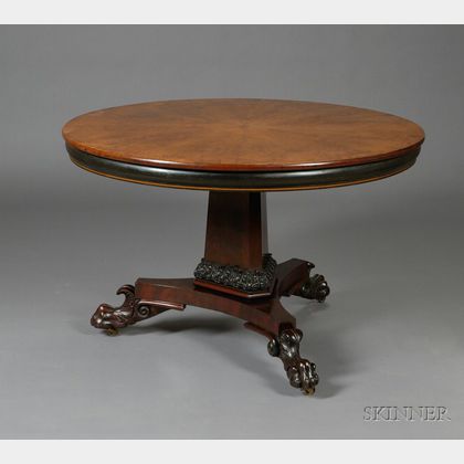 Classical Mahogany Carved and Veneered Tilt-top Center Table
