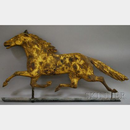 Gilt Molded Copper Running Horse Weather Vane