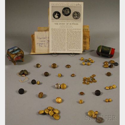 Approximately Fifty-seven Mostly U.S. Military and Uniform Buttons and Two 1904 St. Louis Exposition Souvenirs