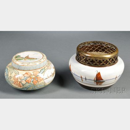 Two Zuid Holland Gouda Pottery High Glaze Pots