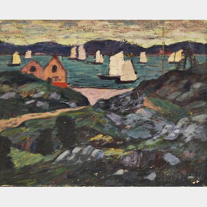 Leighton Cram (American, 1895-1981) View of Gloucester Harbor