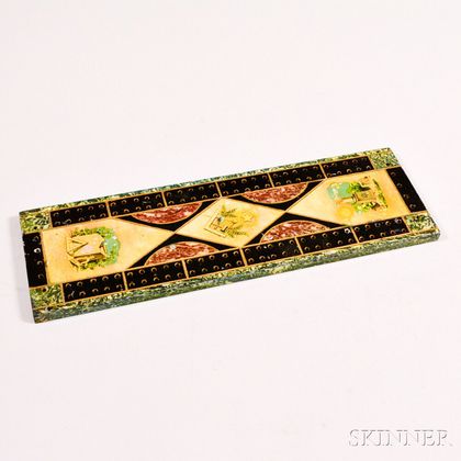 Stone Cribbage Board with Hand-painted Masonic Designs