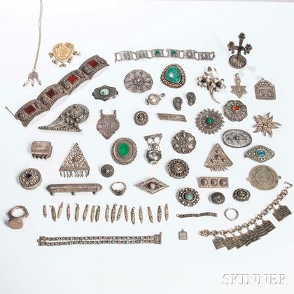 Large Group of Israeli Silver Filigree Jewelry, Amulets, and Accessories