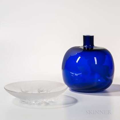 Anna Matoušková Blue Islands Sculpture and an Art Glass Charger