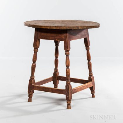 Small Red-painted Maple and Ash Oval-top Tea Table