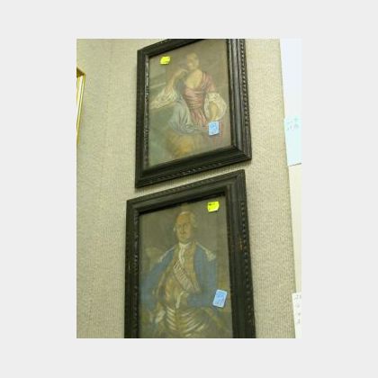 Pair of Framed Mezzotints of George and Martha Washington. 