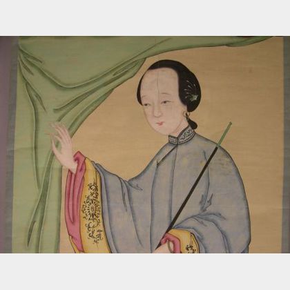 19th Century Chinese Portrait of a Woman with an Opium Pipe