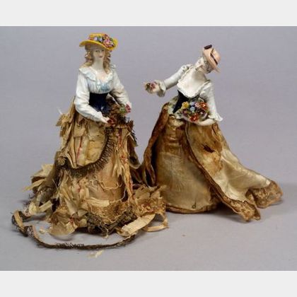 Two Full-Figured Porcelain Half Dolls
