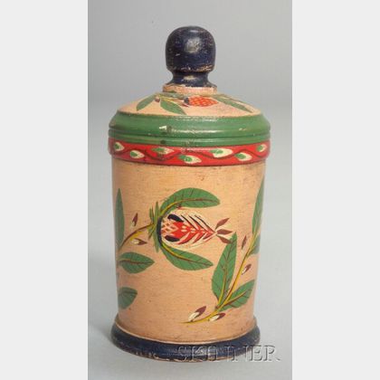Small Lehnware Painted Covered Canister