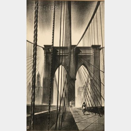 Louis Lozowick (Russian/American, 1892-1973) Brooklyn Bridge