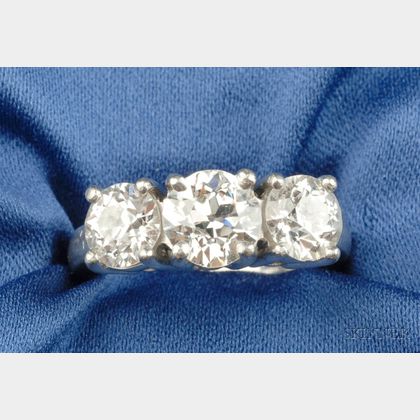 Platinum and Diamond Three-Stone Ring