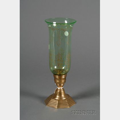 Brass Candleholder with "Osler" Glass Shade