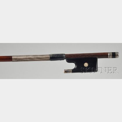 French Silver Mounted Violin Bow, J.B. Vuillaume Workshop