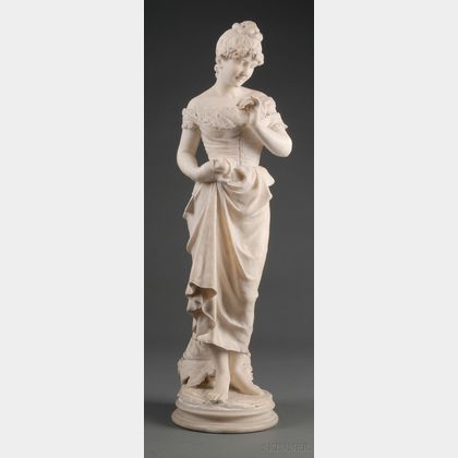 Carved Alabaster Figure of a Victorian Beauty