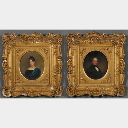 American School, 19th Century Portraits of Prominent Bostonians Nathaniel Thayer and Pauline (Revere) Thayer.