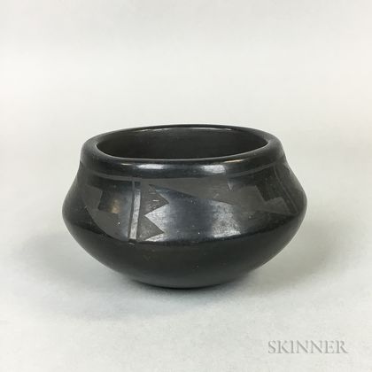 Contemporary Blackware Pottery Bowl