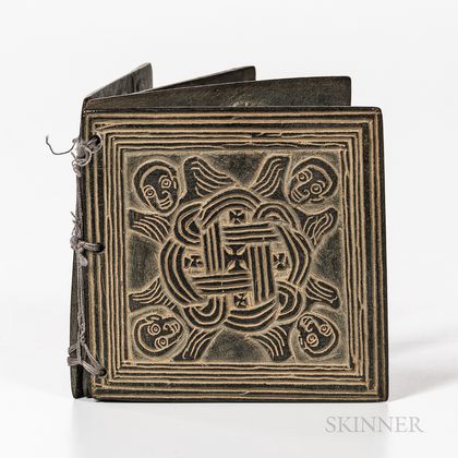 Welsh Carved Slate Biblical Book.